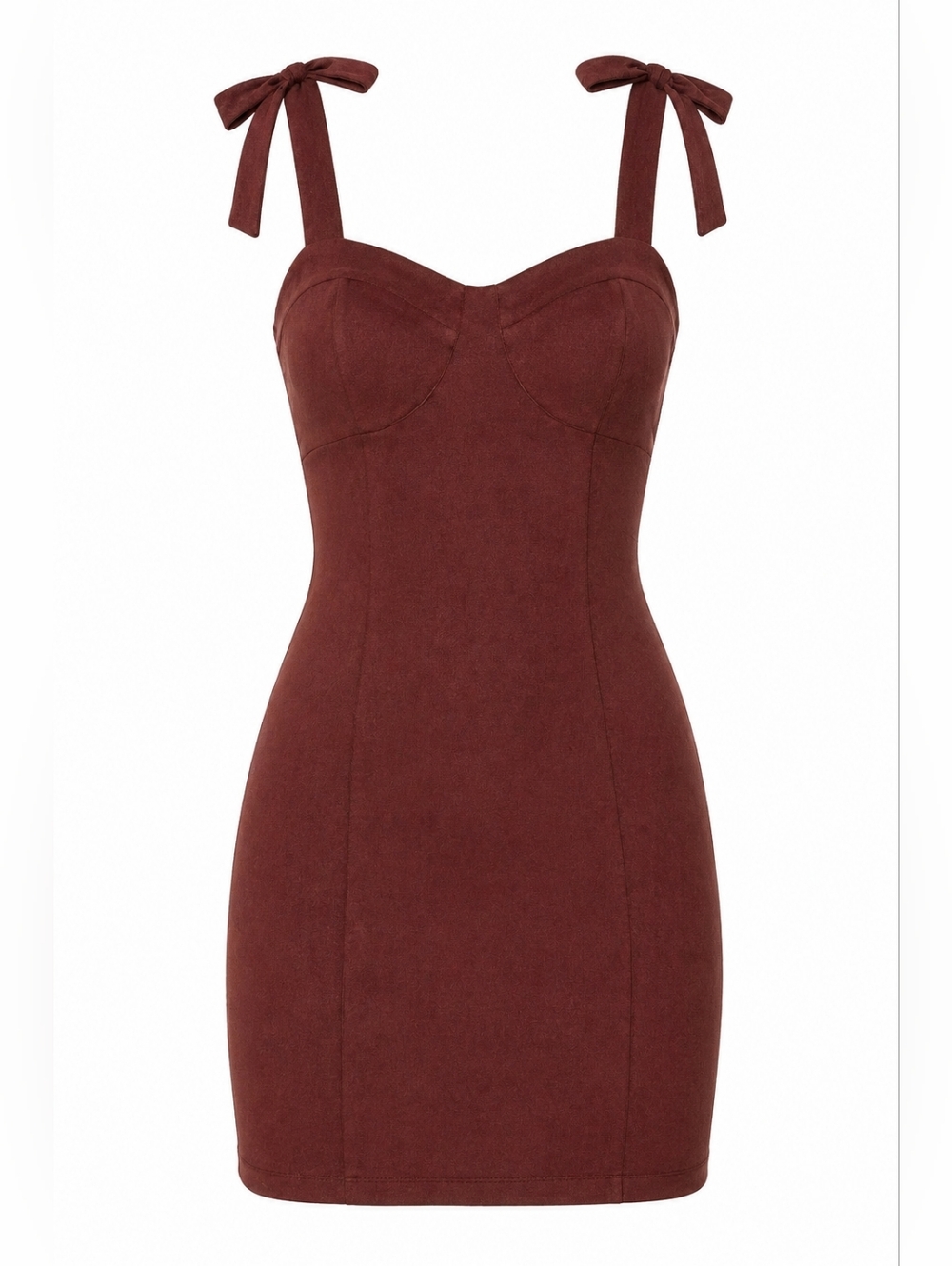 NWT Free People Brown/ Terracotta Tie-Shoulder Bodycon Dress Size L - Picture 3 of 5